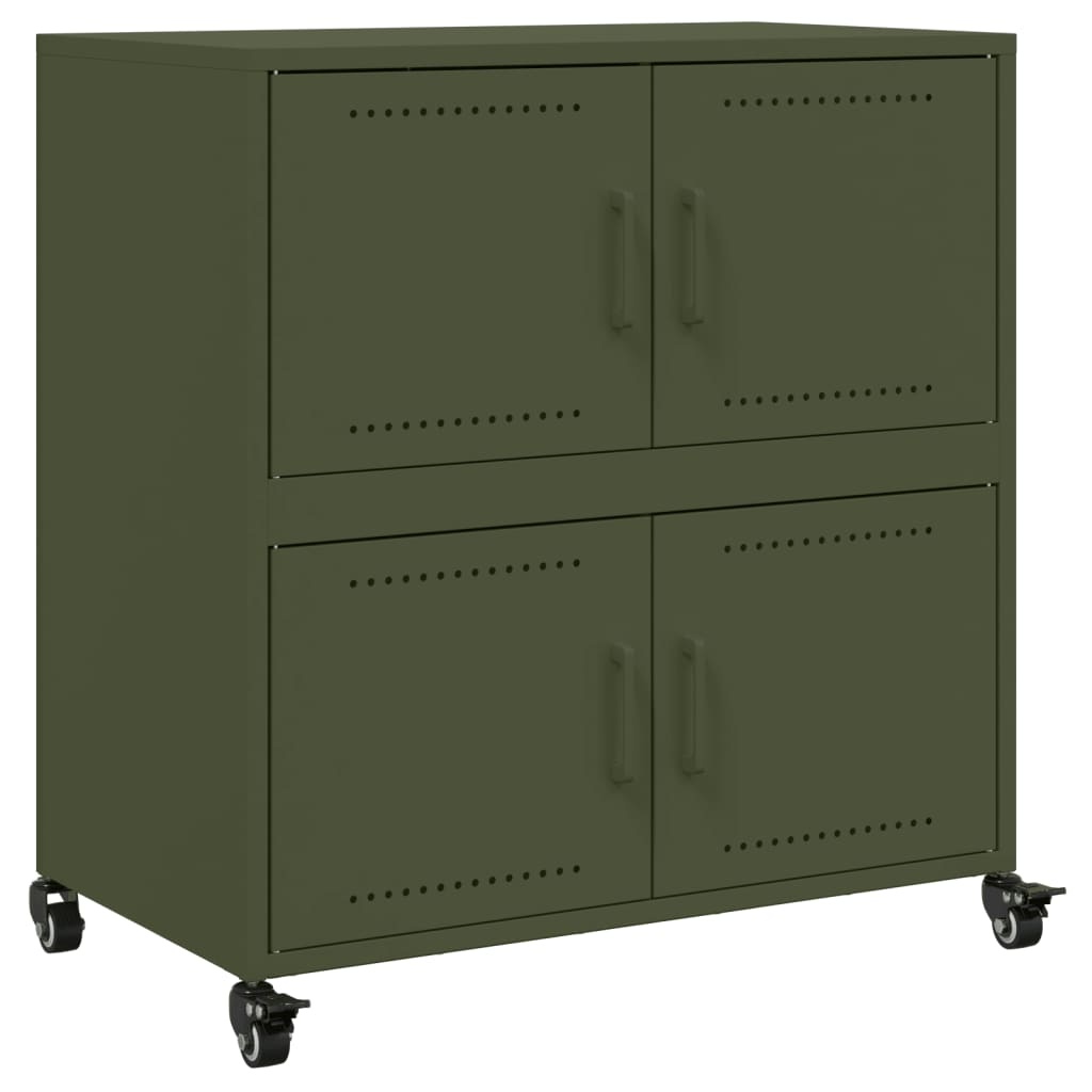 VidaXL Dressoir 68x39x72 cm staal olijfgroen