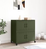VidaXL Dressoir 68x39x72 cm staal olijfgroen