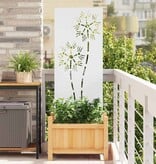 VidaXL Tuin Privacy Screen Fretwerk Wit 50 x 140 cm Koudgewalst staal