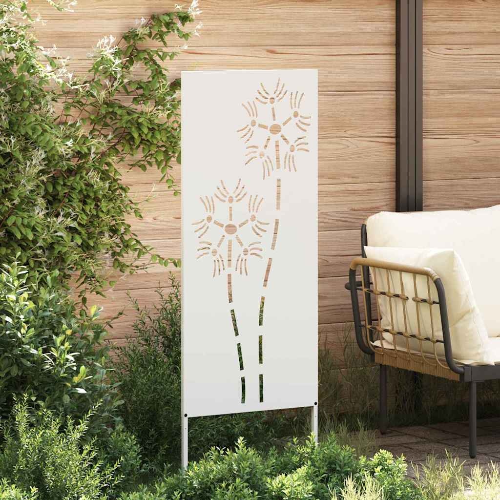 VidaXL Tuin Privacy Screen Fretwerk Wit 50 x 140 cm Koudgewalst staal