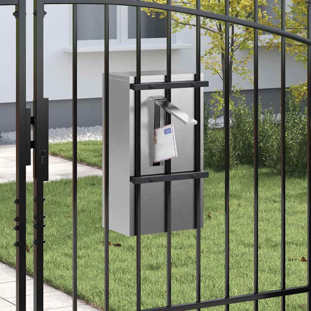 VidaXL Brievenbus Zwart 30 x 23 x 55 cm Roestvrij staal