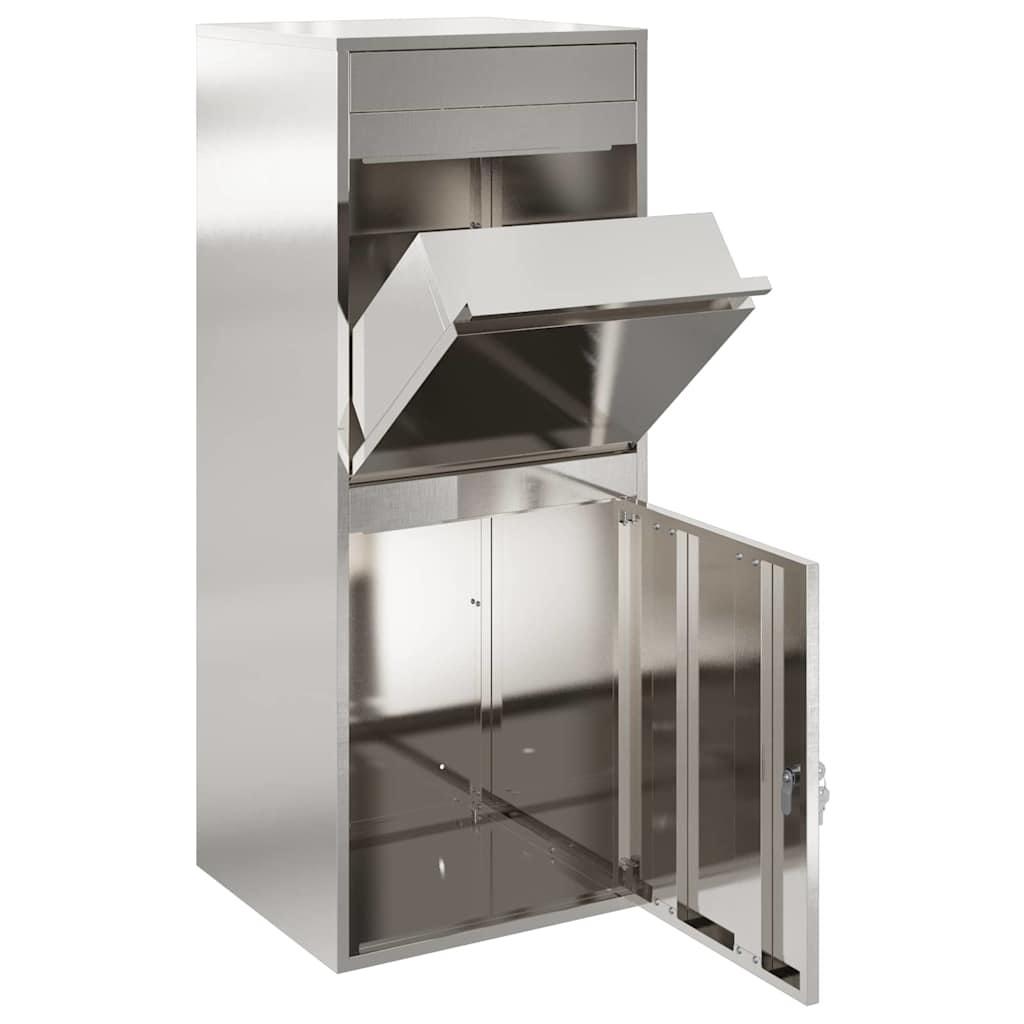 VidaXL Pakket inwerp box Zwart 41 x 38 x 103 cm Roestvrij staal