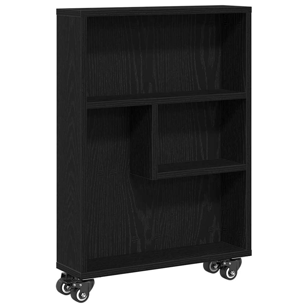 VidaXL Smalle Opslagwagen Zwart eiken 48 x 13 x 68 cm Bewerkt hout