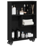 VidaXL Smalle Opslagwagen Zwart eiken 48 x 13 x 68 cm Bewerkt hout