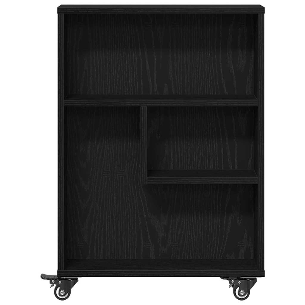 VidaXL Smalle Opslagwagen Zwart eiken 48 x 13 x 68 cm Bewerkt hout