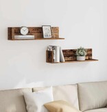 VidaXL Wandschappen 2 st 75x16,5x16,5 cm bewerkt hout oud houtkleurig