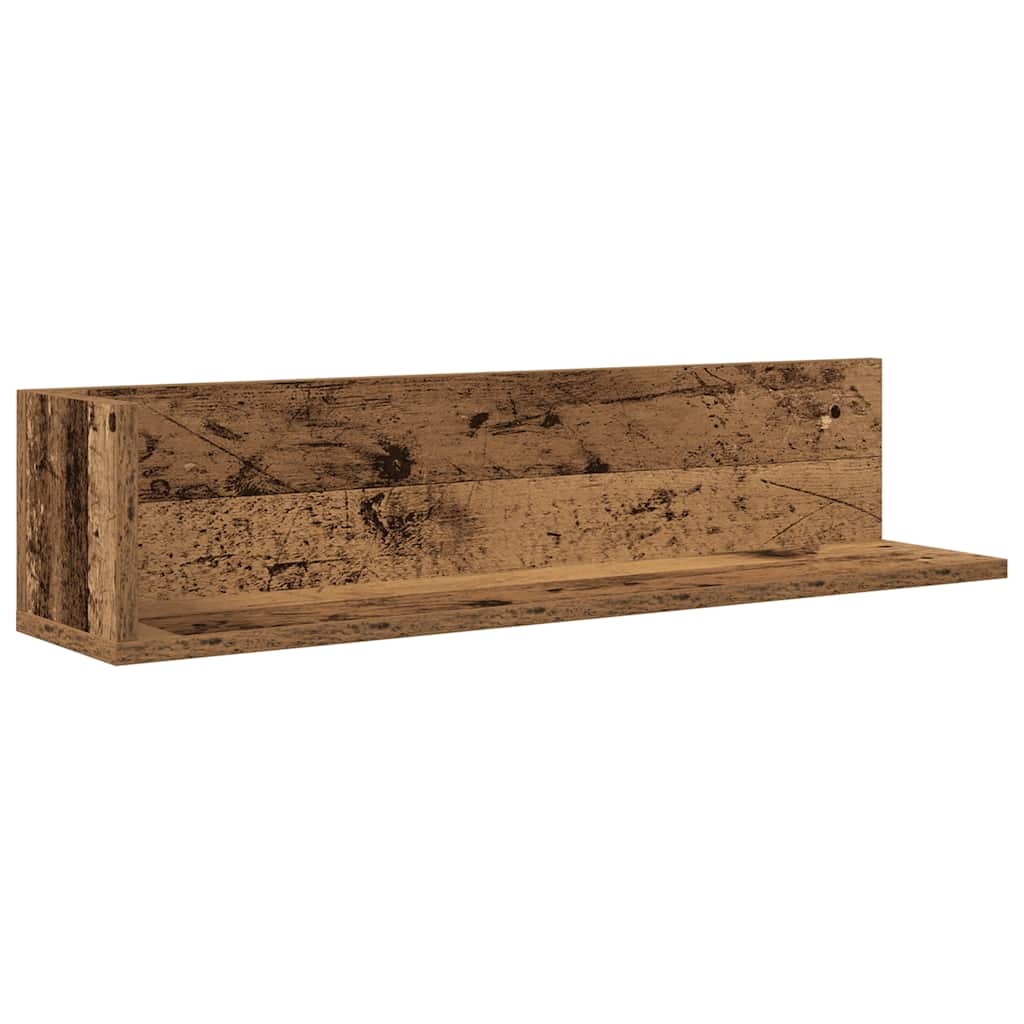 VidaXL Wandschappen 2 st 75x16,5x16,5 cm bewerkt hout oud houtkleurig