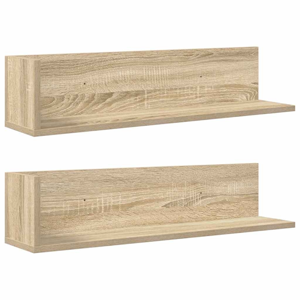 VidaXL Wandschappen 2 st 75x16,5x16,5cm bewerkt hout sonoma eikenkleur