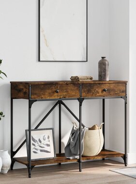 VidaXL Wandtafel 100x39x78,5 cm bewerkt hout gerookt eikenkleurig