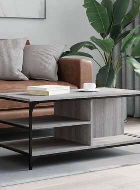 VidaXL Salontafel 100x50x45 cm bewerkt hout grijs sonoma
