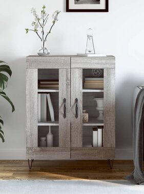 VidaXL Dressoir 69,5x34x90 cm bewerkt hout grijs sonoma eikenkleurig