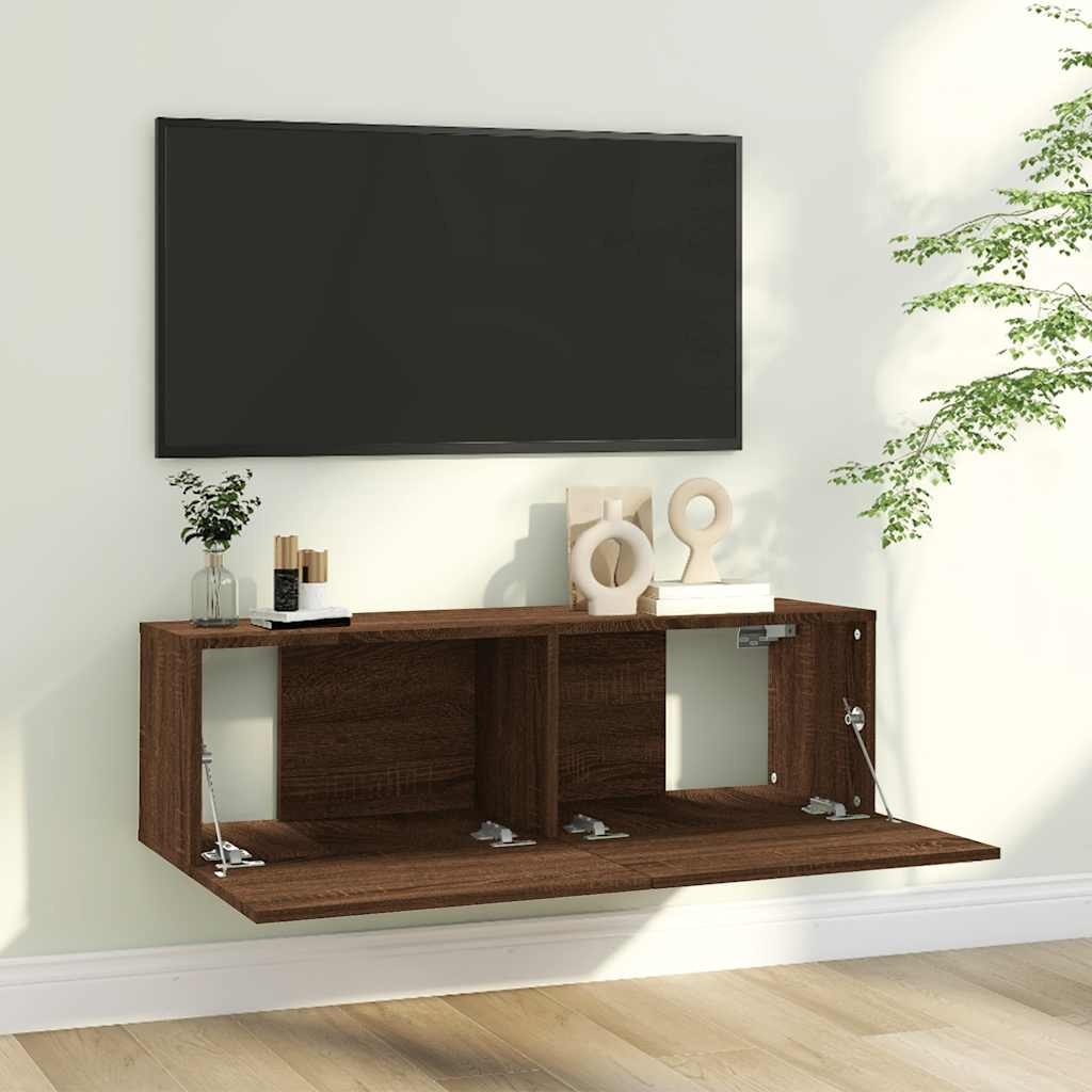 VidaXL Tv-wandmeubel 100x30x30 cm bewerkt hout bruin eikenkleur
