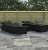 VidaXL Tuin zonligstoelen 3 pcs Zwart 40 x 40 x 40 cm Poly riet