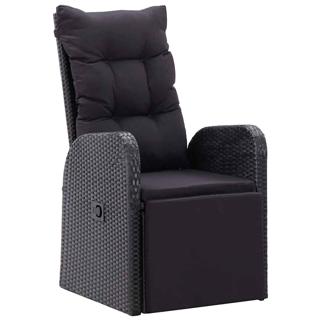 VidaXL Buiten eetset met kussen 11 pcs Zwart Poly riet