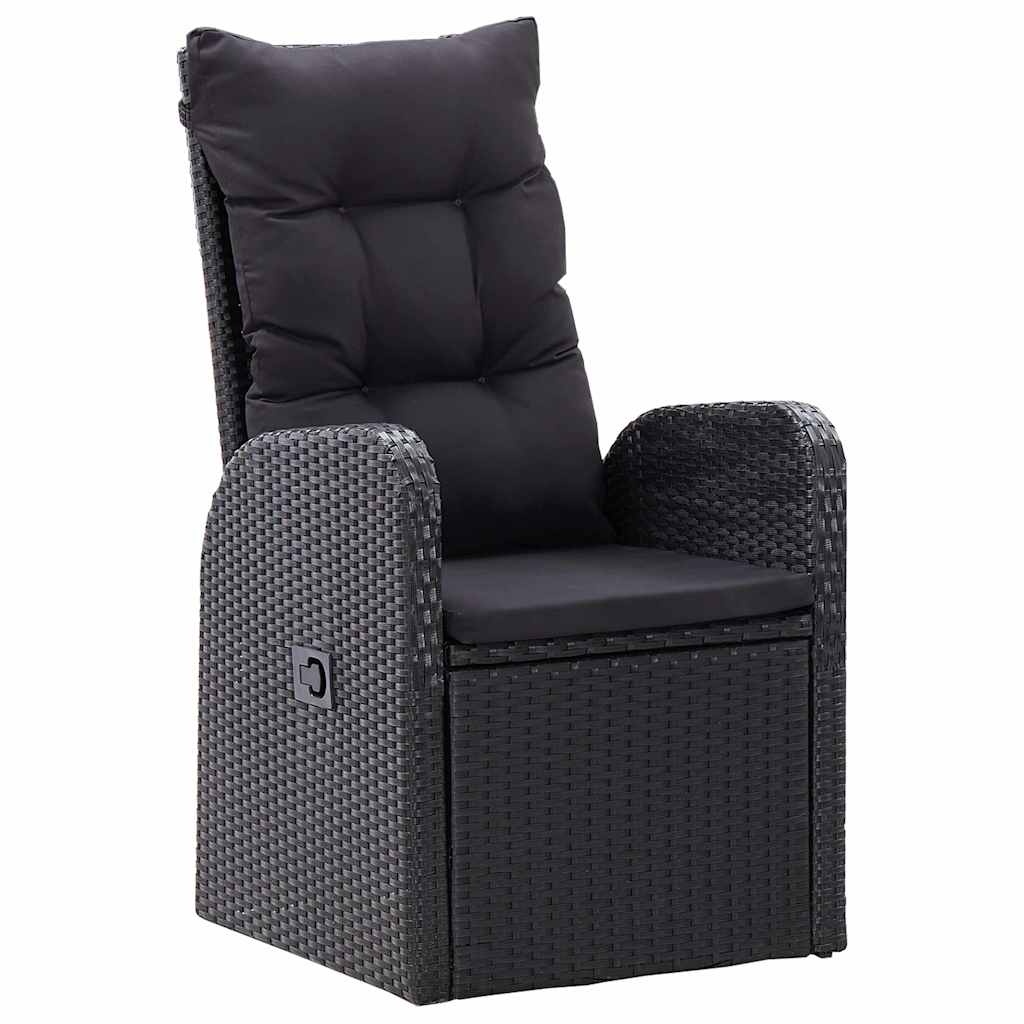 VidaXL Buiten eetset met kussen 11 pcs Zwart Poly riet