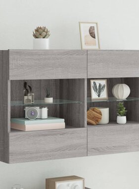 VidaXL Tv-wandmeubel met LED-verlichting 98,5x30x60,5 cm grijs sonoma