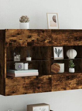 VidaXL Tv-wandmeubel met LED-verlichting 98,5x30x60,5 cm gerookt eiken