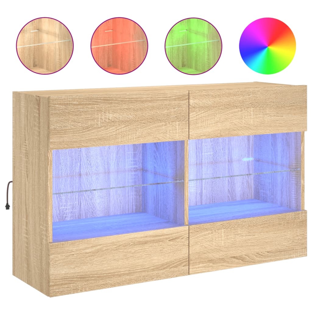 VidaXL Tv-wandmeubel met LED-verlichting 98,5x30x60,5 cm sonoma eiken