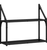 VidaXL Wandplank met plank Zwart eiken 60 x 21 x 51 cm Bewerkt hout