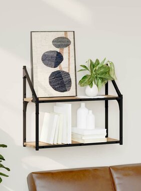 VidaXL Wandplank artisanaal eikenkleurig 60 x 21 x 51 cm Bewerkt hout