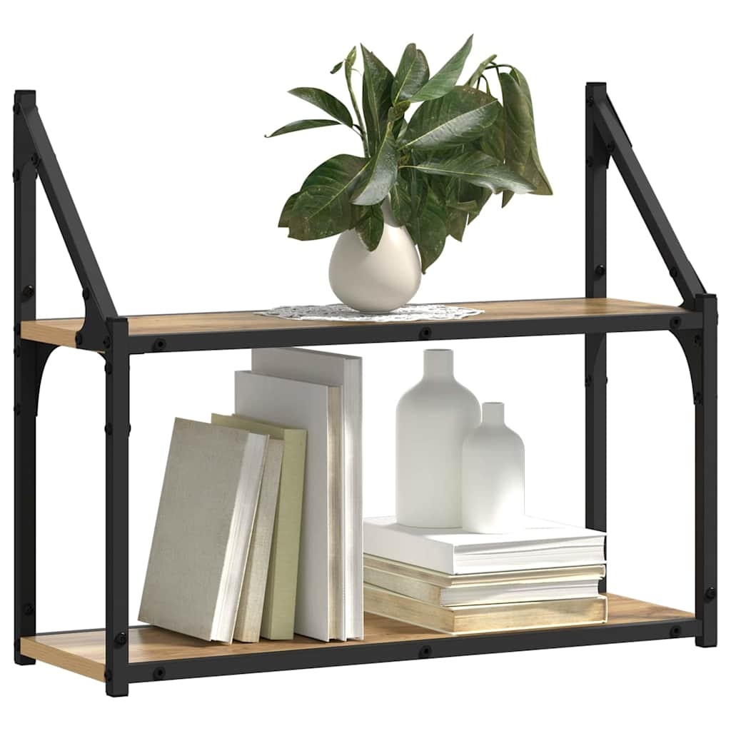 VidaXL Wandplank artisanaal eikenkleurig 60 x 21 x 51 cm Bewerkt hout