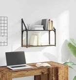 VidaXL Wandplank met plank Oud hout 60 x 21 x 51 cm Bewerkt hout