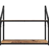 VidaXL Wandplank met plank Oud hout 60 x 21 x 51 cm Bewerkt hout