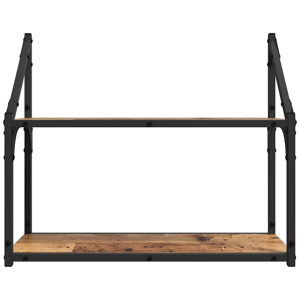 VidaXL Wandplank met plank Oud hout 60 x 21 x 51 cm Bewerkt hout