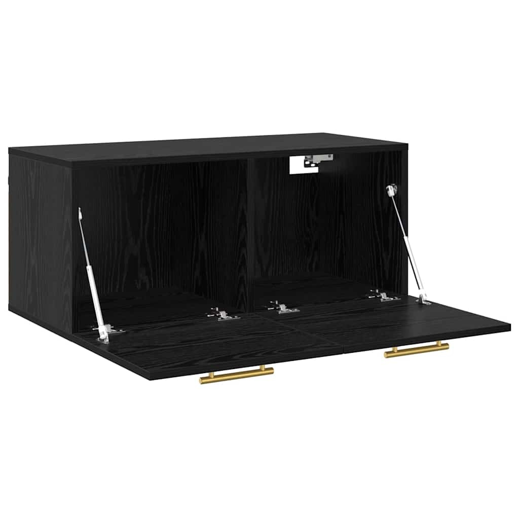 VidaXL Wandkast Zwart eiken 80 x 36.5 x 35 cm Bewerkt hout