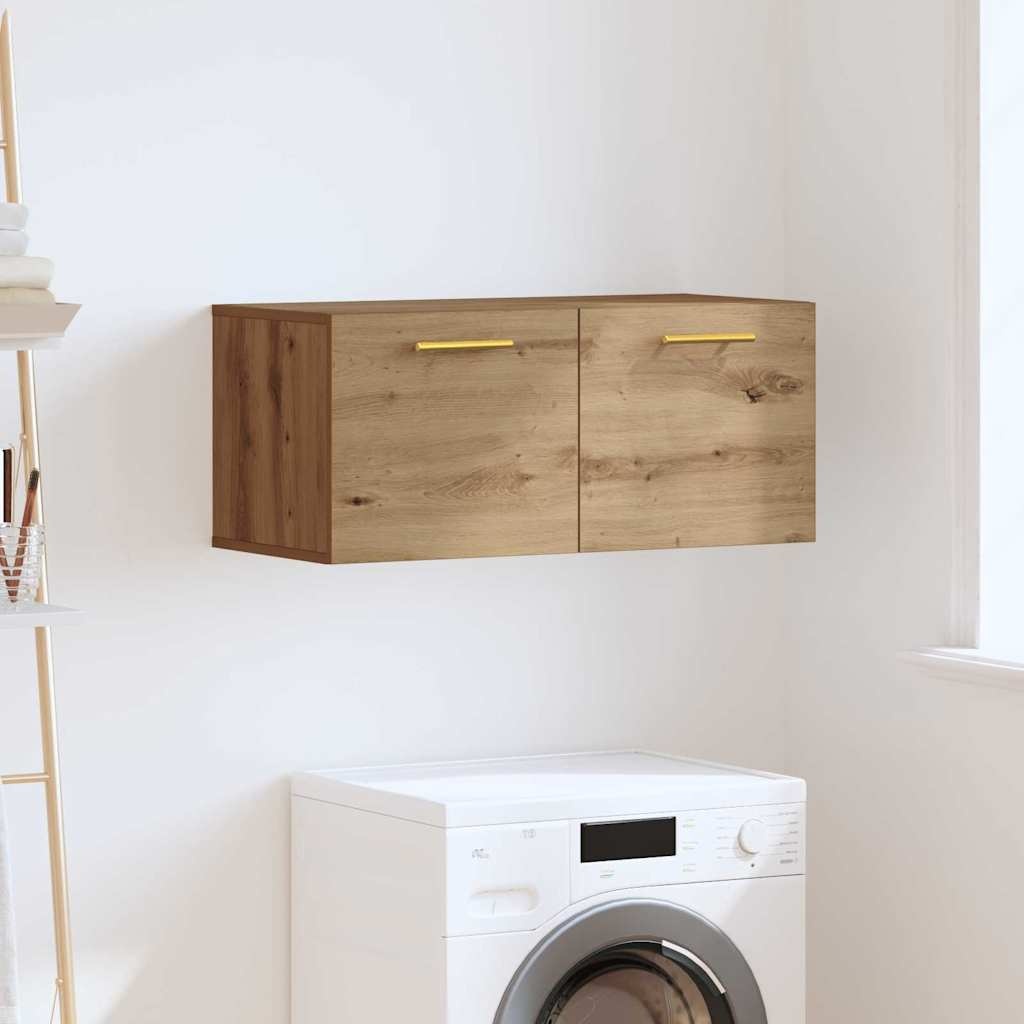 VidaXL Wandkast artisanaal eikenkleurig 80 x 36.5 x 35 cm Bewerkt hout