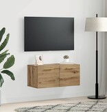 VidaXL Wandkast artisanaal eikenkleurig 80 x 36.5 x 35 cm Bewerkt hout