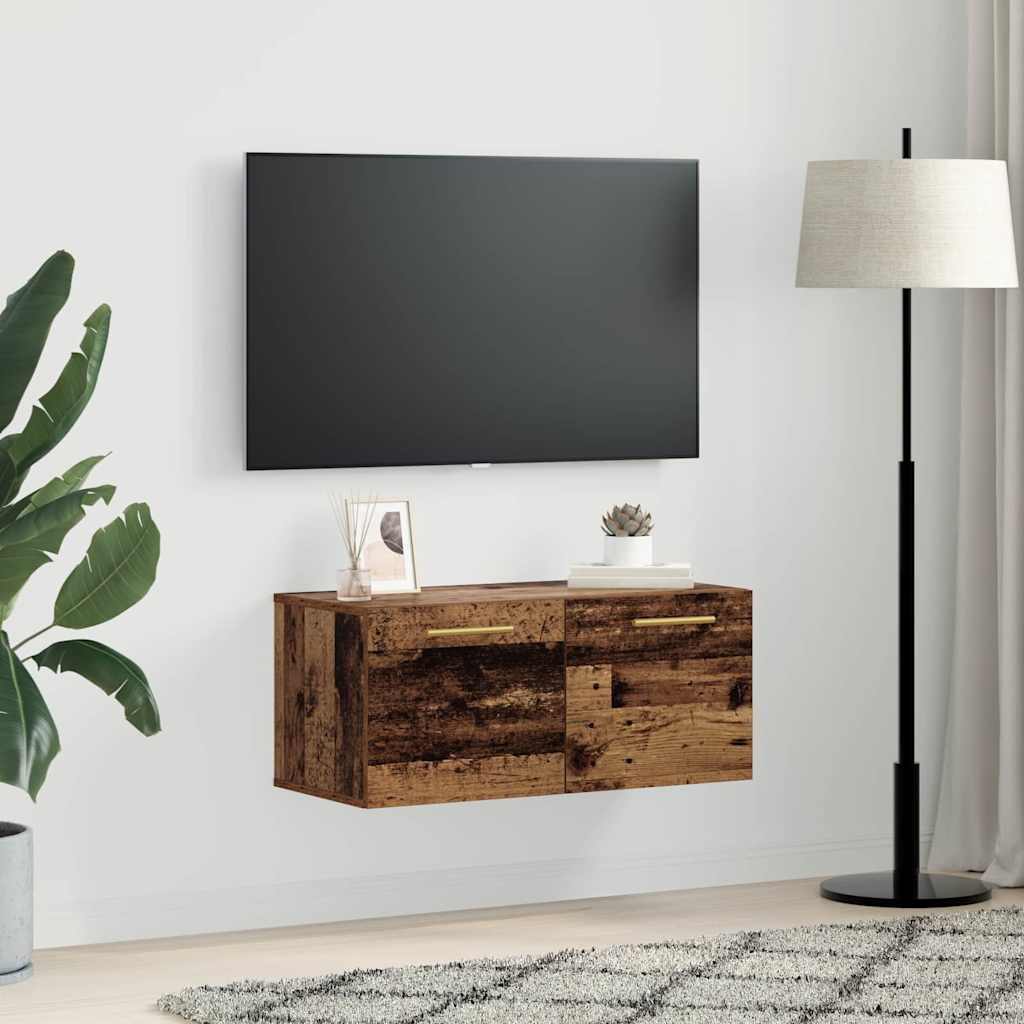 VidaXL Wandkast Wandgemonteerd Oud hout 80 x 36.5 x 35 cm Bewerkt hout