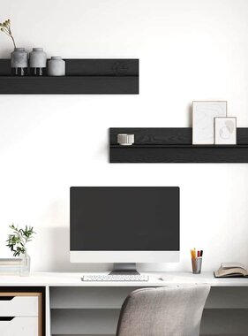 VidaXL Wandplanken 2 pcs Zwart eiken 80 x 11,5 x 18 cm Bewerkt hout