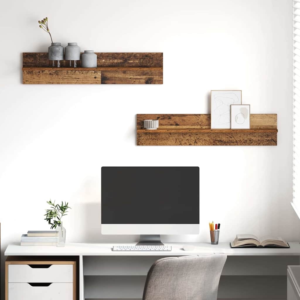 VidaXL Wandplanken 2 pcs Oud hout 80 x 11,5 x 18 cm Bewerkt hout