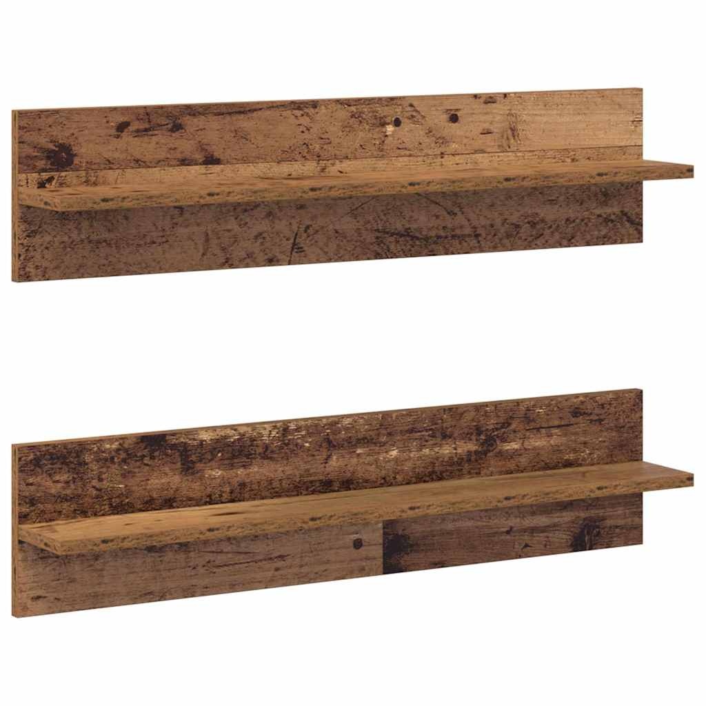 VidaXL Wandplanken 2 pcs Oud hout 80 x 11,5 x 18 cm Bewerkt hout