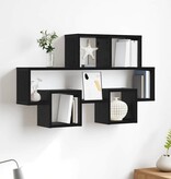 VidaXL Wandplank met plank Zwart eiken 82 x 15 x 51 cm Bewerkt hout