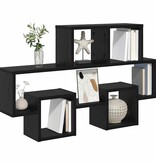 VidaXL Wandplank met plank Zwart eiken 82 x 15 x 51 cm Bewerkt hout