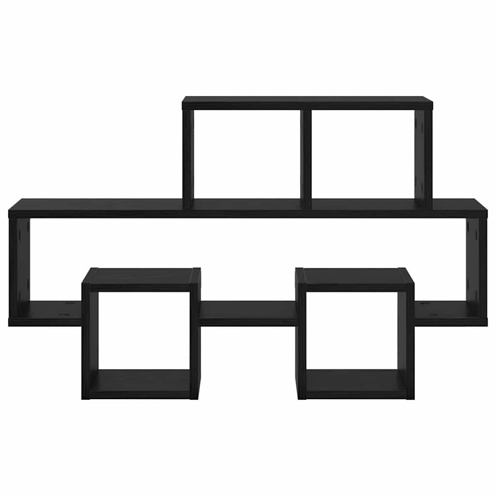 VidaXL Wandplank met plank Zwart eiken 82 x 15 x 51 cm Bewerkt hout