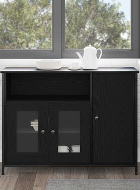 VidaXL Dressoir Zwart eiken 100 x 35 x 75 cm Bewerkt hout