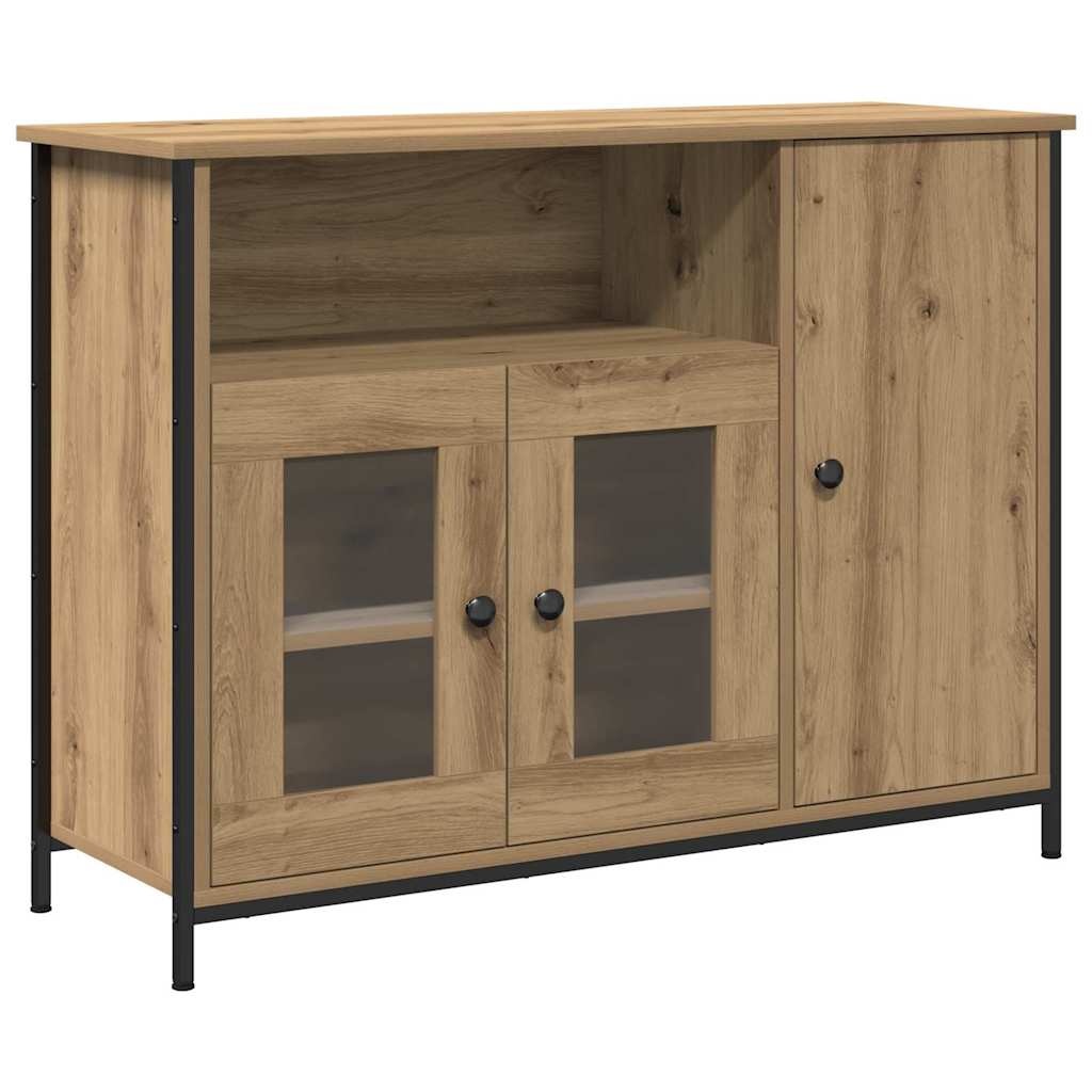 VidaXL Dressoir artisanaal eikenkleurig 100 x 35 x 75 cm Bewerkt hout