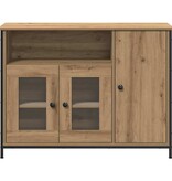 VidaXL Dressoir artisanaal eikenkleurig 100 x 35 x 75 cm Bewerkt hout