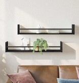 VidaXL Wandplank 2 pcs Zwart eiken 80 x 16 x 14 cm Bewerkt hout