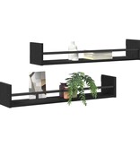 VidaXL Wandplank 2 pcs Zwart eiken 80 x 16 x 14 cm Bewerkt hout