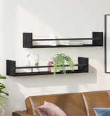 VidaXL Wandplank 2 pcs Zwart eiken 80 x 16 x 14 cm Bewerkt hout