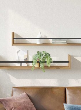 VidaXL Wandplank 2 pcs artisanaal eikenkleurig 80 x 16 x 14 cm