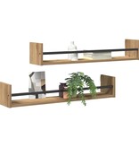 VidaXL Wandplank 2 pcs artisanaal eikenkleurig 80 x 16 x 14 cm