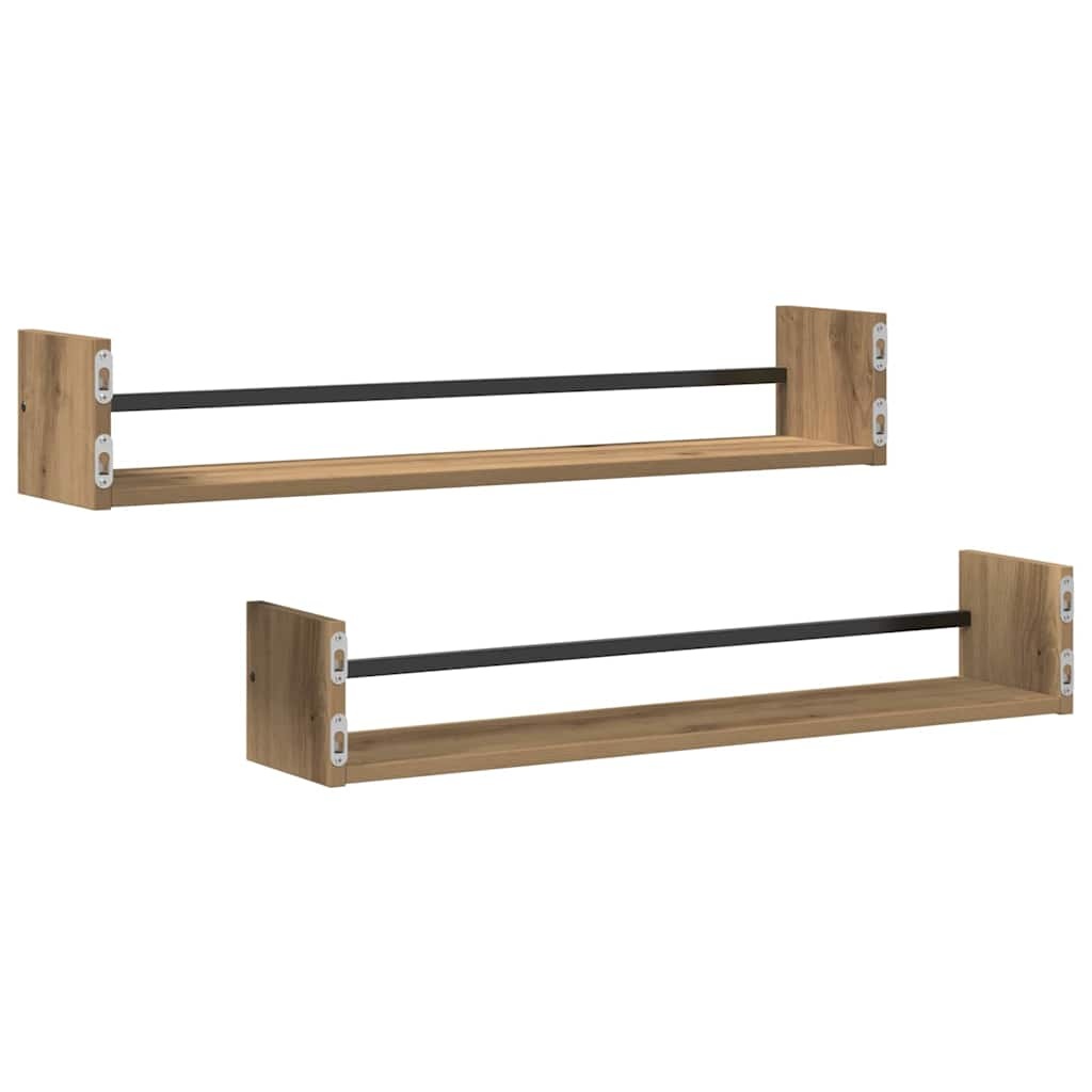 VidaXL Wandplank 2 pcs artisanaal eikenkleurig 80 x 16 x 14 cm
