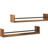 VidaXL Wandplank met plank 2 pcs Oud hout 80 x 16 x 14 cm Bewerkt hout