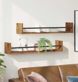 VidaXL Wandplank met plank 2 pcs Oud hout 80 x 16 x 14 cm Bewerkt hout