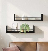 VidaXL Wandplank 2 pcs Zwart eiken 60 x 16 x 14 cm Bewerkt hout